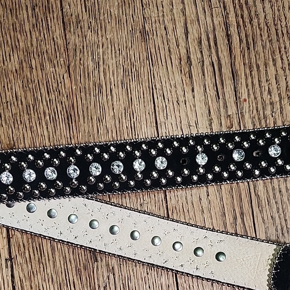 Guess Studded Black Belt with Silver Bling Buckle Westrtn Cowgirl Vintage - Picture 15 of 16